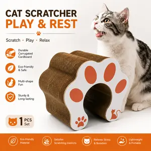 Waithem Kitty Curlz Cat Scratching Board, Magic Organ Cat Toy, Made of Recyclable Corrugated Cardboard, Scratch-Resistant and Abrasion-Resistant, Foldable, Wood Grain Model, Interactive, Scratch, Pad