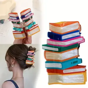 Book Hair Claw Clips for Women Hair Jaw Barrettes for Thick Thin Hair Accessories Women Book Lovers Teacher Appreciation Week Gifts School