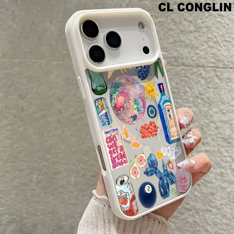 Retro Colorful Disco Silicone MagSafe Magnetic Protective Case for iPhone 11/12/13/14/15 Pro/16 Pro Max/17, Slim Fit Smartphone Cellphone Cover, Shockproof Lightweight, Wireless Charging Support, Magnetic Mount Handheld Device Accessory