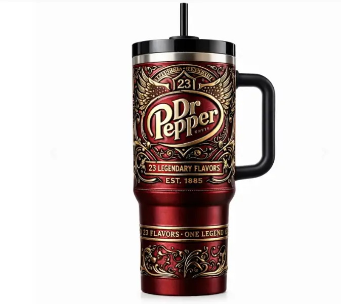 [Gift Box & Straw] 40oz Dr Pepper 141st Anniversary 1885–2026 Stainless Steel Tumbler with Handle, Vintage Retro Steampunk Vacuum Insulated Travel Mug, Coffee Cup Fits Car Cup Holder, Gift for Dr Pepper Fans