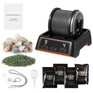 Rock Tumbler Machine, 1-Lb Rock Polishing Kit With 4-Speed Adjustment, Rotary Polisher For Rocks, 1–9 Day Timer, Direct-Drive Motor, Quiet Operation, Suitable For Rose Quartz, Amethyst, Quartz, Jasper, And Other Gemstones