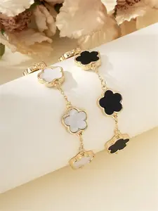 Women's Durable Alloy Material Lucky Clover Bracelets, &, Classic Design, Flower design bracelet, Perfect for Daily Wear, Dates, Evenings, Elegant Jewelry Gift