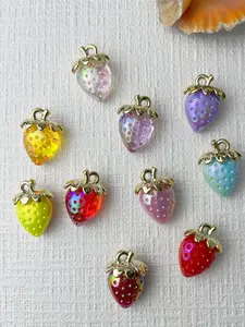 10/50pcs Acrylic Strawberry Charms 23x31mm Transparent Strawberry Fruit Three-Dimensional Cute Pendant for DIY Earrings & Necklaces Jewelry Keychain Phone Charms Making