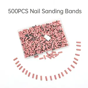500PCS 3MM Sanding Bands With 1PC Mandrel For Nail Drill #180 Grit Nail Sanding Band Bulk For Salons Manicure