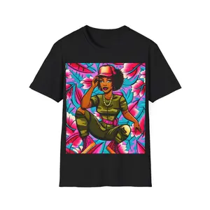 African Women Jumpsuit Camouflage Unisex Soft style T-Shirt