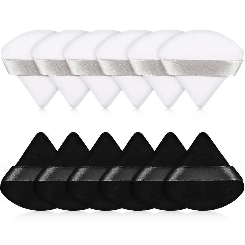 12PCS Premium Triangle Cotton Powder Puffs Set, Soft Normal Makeup Sponges for Flawless Foundation Blending, Ideal for Foundation, Concealer, Blush