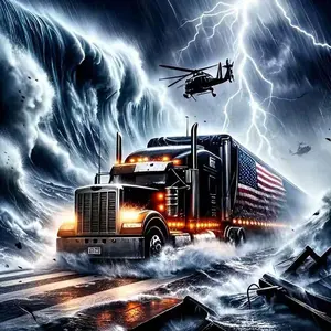 5D DIY Full Drill Round Diamond Painting - Diamond Art Kit Truck, Giant Wave, Lightning Mosaic, Canvas - DIY Decorative Painting, Home Wall Decor, Suitable for Halloween and Christmas, Birthday and Anniversary Gifts