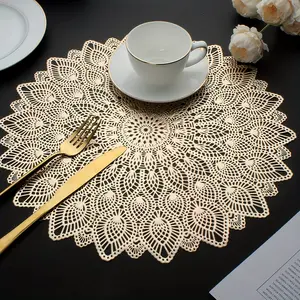 Elegant European Feather Pattern Dining Mats, Set of 1/2/4/6/8pcs PVC Anti-Stain Scratch-Resistant Washable Heat Resistant Table Mats Kitchen Decorative Placemat