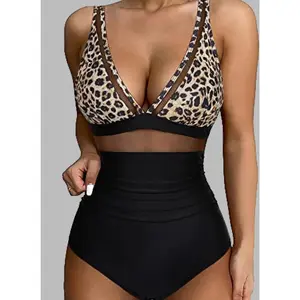Leopard V-Neck Wide Strap One-Piece