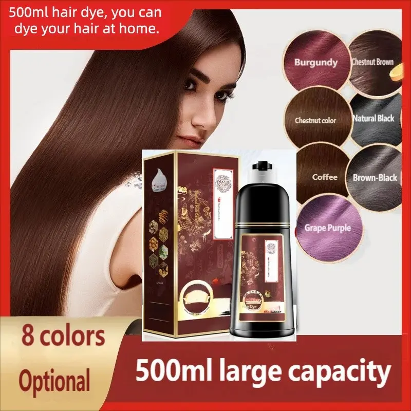 500ML Natural Bubble Hair Dye, Gentle Plant-Based Formula, Haircare, Covers at Home, Long-Lasting Shine, No Alcohol or Aerosol