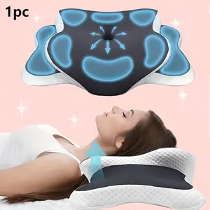Butterfly Memory Foam Neck Pillow, Ergonomic Neck Support, Slow Rebound Contour Pillow, Breathable Cover, Suitable for Back and Side Sleepers