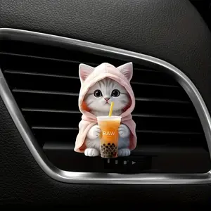 Cute Cat Acrylic Car Air Freshener Vent Clip Long Lasting Fragrance Decorative Vehicle Interior Accessory Combines Aromatherapy Function With Lovely Appearance Easy To Install On Air Vents Enhances Car Interior Atmosphere, Cars, Accessories For Car
