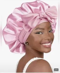 Adjustable satin bonnet for sleeping double layer