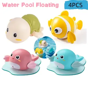 4pc/8pc/12pc Swimming Baby Bath Toys, Water Pool Floatable Floating Wind Up Toys, Perfect Birthday Gift, Recommended for Kids Fun Time
