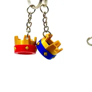 Clash Royal Crown Keychain - 3D Printed Red & Blue Color Options Unique Design Key Accessory