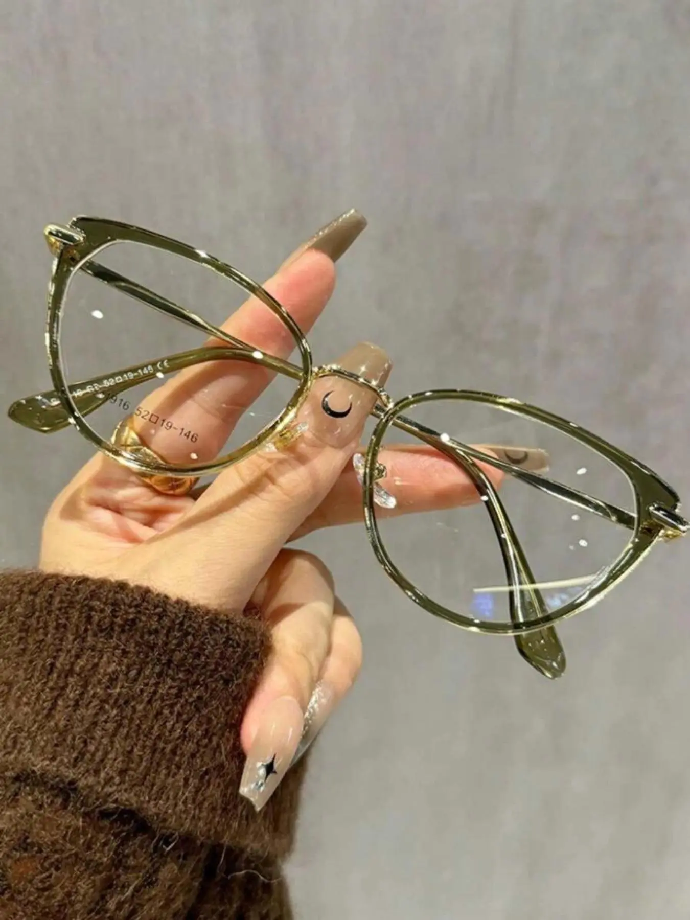Y2K Oval Shaped Eyeglasses, Fashionable Eyeglasses for Women & Girls, Fashion Eyeglasses for Work, Daily Clothing Decor, Perfect for Student Daily Use, Fashionable Frames Glasses