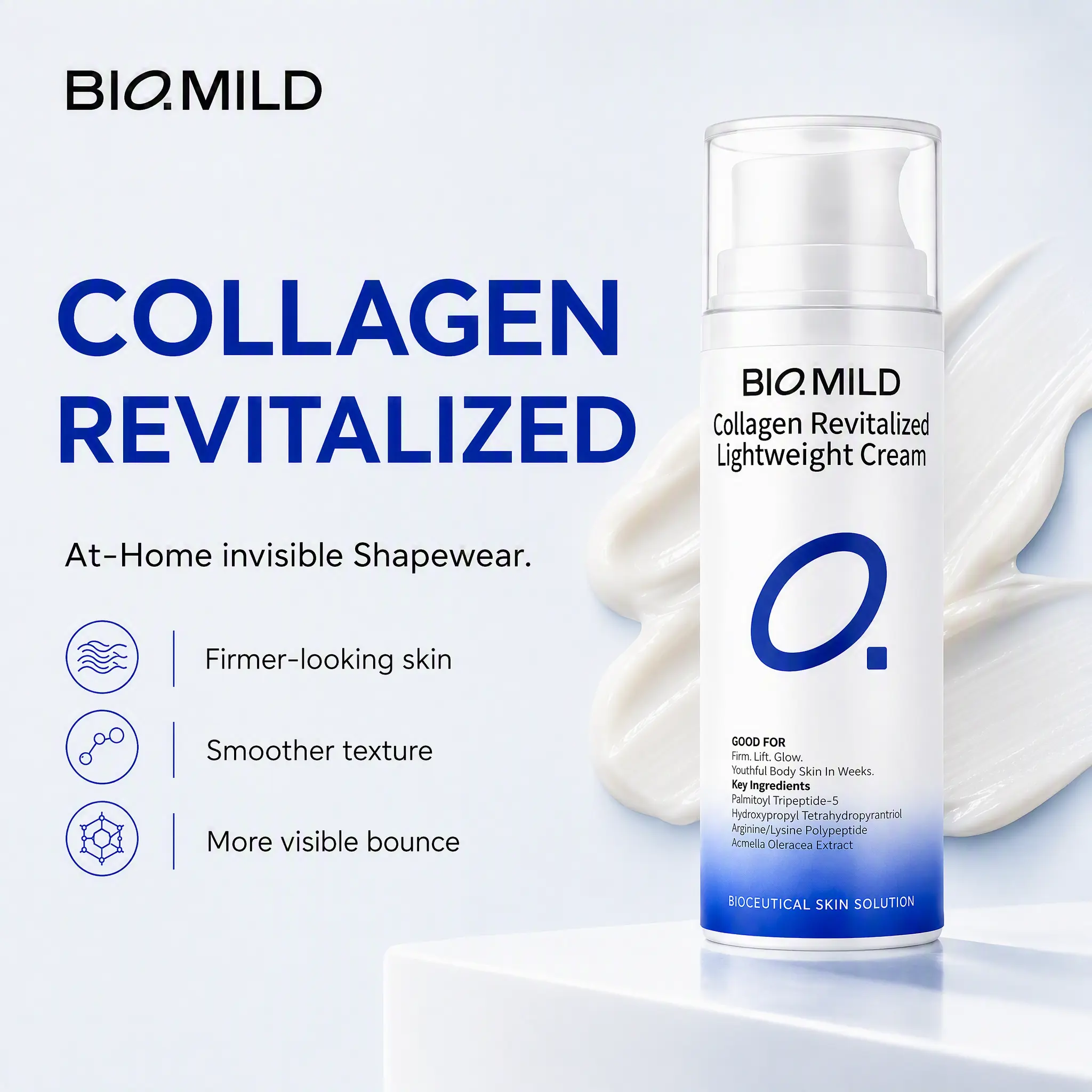 BIO.MILD Body Firming Cream - Body Care Moisturizer with Retinol Alternative, Collagen, Caffeine, Lightweight Non-Greasy Fast-Absorbing for Loose Crepey Belly Skin, Tightening & Smoothing, Daily/Evening Use to Reduce Cellulite Appearance