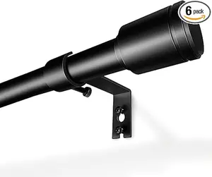 5/8” Black Curtain Rod, Adjustable 30–90 Inch, Window Rod with Brackets for Small & Long Curtains (Black)