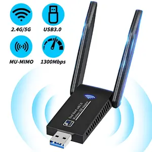 USB WiFi Adapter for Desktop PC Wi-Fi Dual Band 5G 2.4G Wireless Adapter with 2x5dBi Antenna for Win11/10 WiFi Dongle for Desktop PC Laptop Gaming Wireless USB Internet Network Card