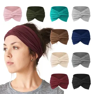 10PCS Wide Soft Ladies Headband Hair Wrap, Bohemian Fashion Bandanas Elastic Yoga Hair Bands Hair Accessories, Head Wraps Knotted Stretch Non-slip Big Hair Bands for Yoga Running Large Sports