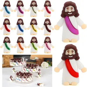 80 Pcs Mini Jesus, Little Jesus Figures to Hide Tiny Figurines in Bulk and Pocket Seek Religious Gifts for Easter Egg Stuffers Fillers Sunday School Baptism Christ Savior Craft