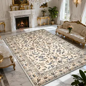 Vintage-Style Exquisite Square Printed Velvet Carpet – Versatile Home/Commercial Decor, Multi-Size, Machine-Washable, Soft & Non-Shedding