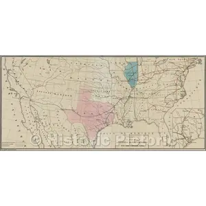 Galveston, Houston & Henderson Railroad Map, Texas (1857)