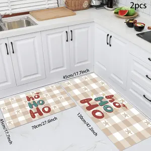 Gingerbread Man Christmas Kitchen Mats Set of 2, Non-Slip Comfortable Rugs for Kitchen Sink Laundry Room, Farmhouse Style Chef Mats