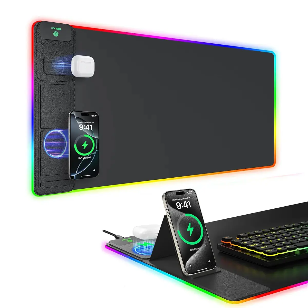 RGB Extended Gaming Mouse Pad - PC Accessory, 31.5"x11.8" with USB Hub, 13 RGB Light Modes, Excel Shortcut Guide, Premium Texture Surface for Gamers/Office Use, PC Desk Accessory, Pc Accessories