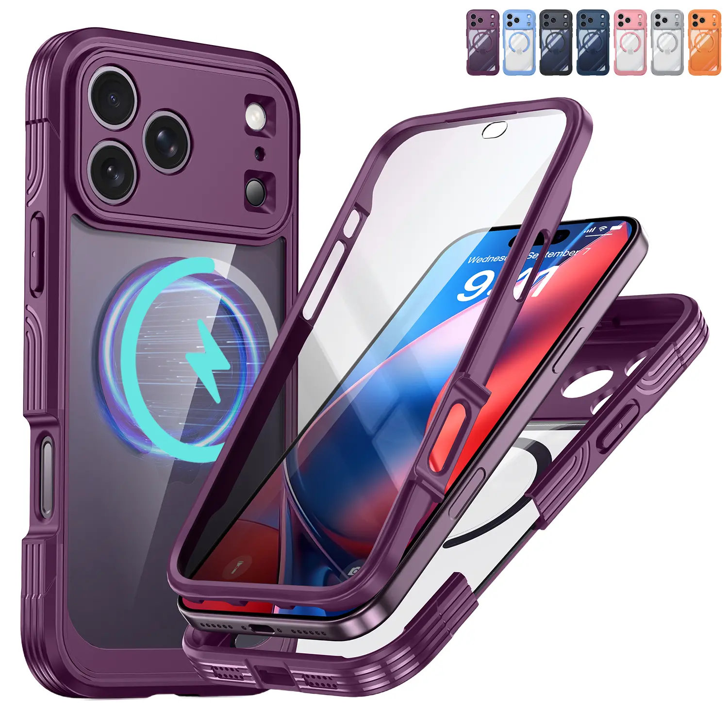 OREKROY Full Body Magnetic Clear Case for iPhone 18 Pro Max/17 Pro Max/16/15, MagSafe Compatible Rugged Phone Cover with Built-in Screen Protector & Raised Camera Protection