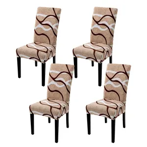 Leaf Print Chair Cover, 4 Counts/set Stretchy Chair Slipcover, Stretch Chair Slipcovers, Chair Protector for Home Living Room Dining Room Hotel Decor, Universal Chair Cover