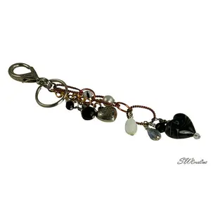 Jet Black Heart Beaded Purse Charm