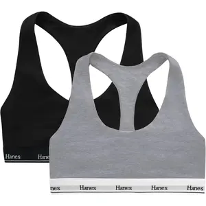 Women's Originals Racerback Bralette Pack, Breathable Stretch Cotton Bras, 2-Pack