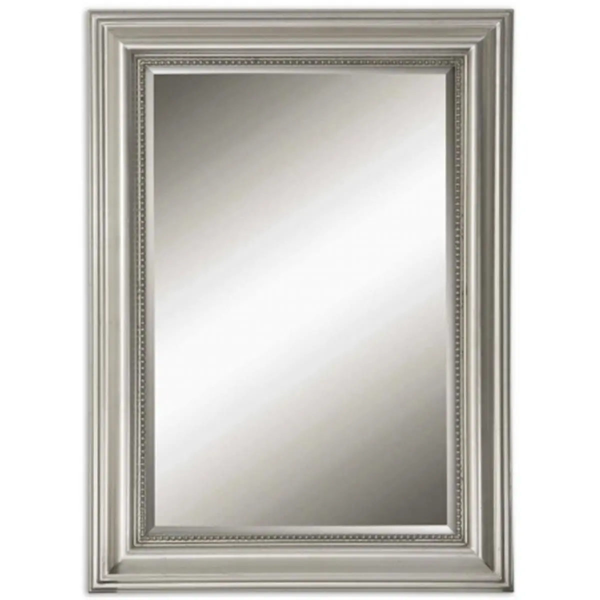 212 MAIN Stuart 12005 B Wooden Rectangular Wall Mirror - Beveled Edge, Silver Leaf Decorative Piece for Baby Spaces, Home Decor Accent, Decorative Mirrors, Home Decorative Mirror