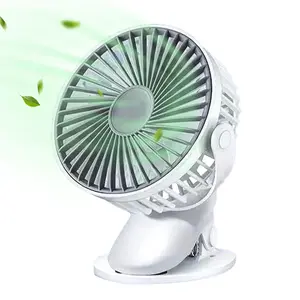 Ormos USB Clip Fan, 3-Speed, 1800mAh Battery, USB charging, Portable personal small fan, Quiet design, Ideal for bed, desk, baby stroller, car seat (white)