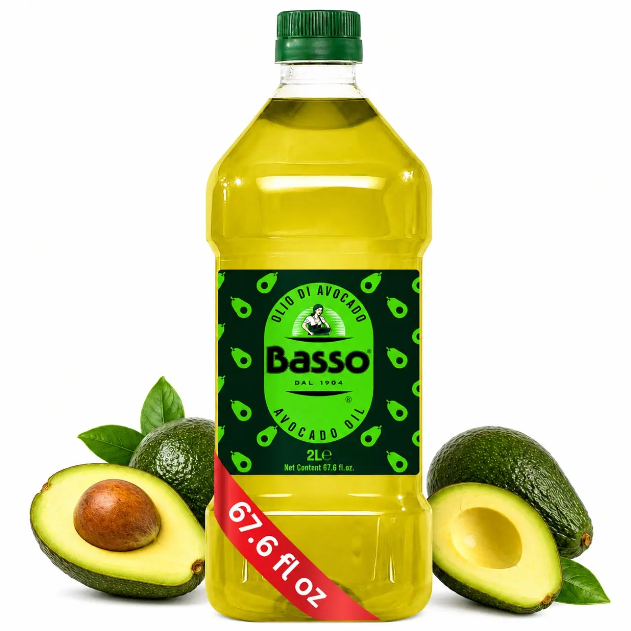 Basso 1904 Italian 100% Pure Avocado Oil – High-Heat Cooking Oil – 67.6 fl oz (2 L)