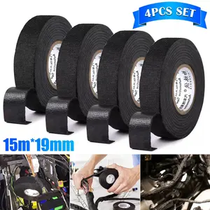 4 Rolls Cloth Tape Adhesive Wire Electrical Wiring Loom Harness 15m*19mm for Car