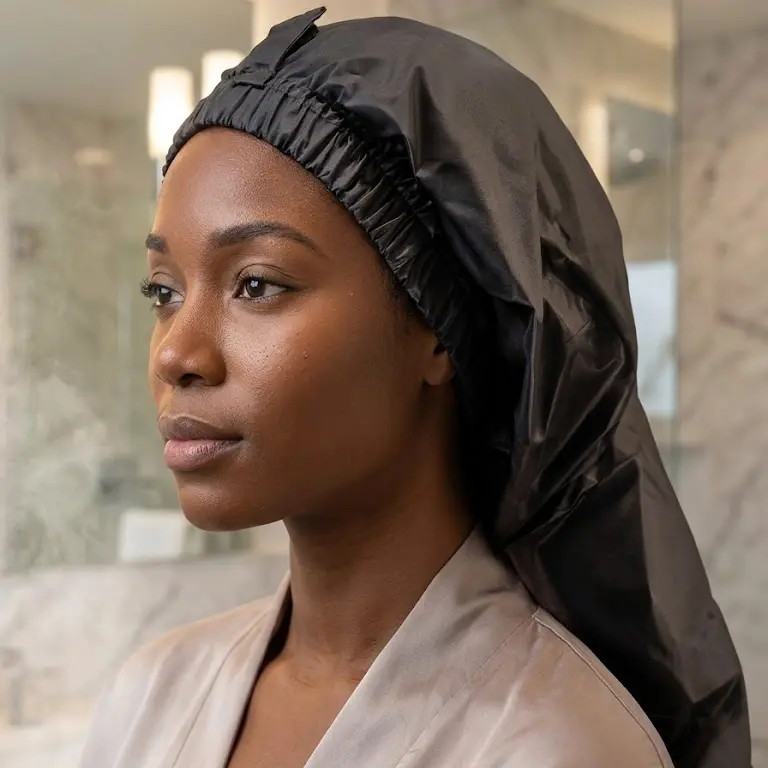 Qfitt Super Jumbo Ultra-Long Satin Bonnet for Jumbo Loc and Braid Haircare, Smooth Fabric with Integrated Tie Drawstring & Elastic Band, Locks in Moisture, Reduces Overnight Frizz