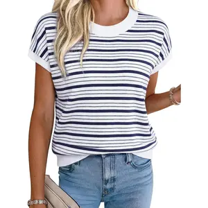 Totatuit Short Sleeve Sweaters for Womens Summer Crew Neck Knit Sweater Shirts Business Casual Work Tops 2026 Spring Outfits