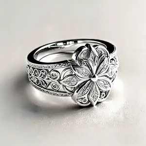 Middle Eastern style vintage carved ring, suitable for both men and women.  Features a hollow design, silver-tone floral engraving, and high-quality craftsmanship. Symbolizing elegance and nobility, it's perfect for everyday wear or as a gift.