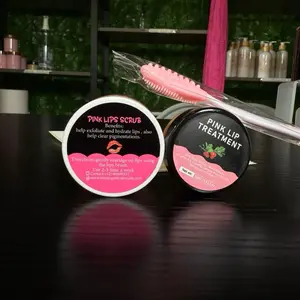 Pink Lip Care Set – Exfoliating Scrub, Lip Scrubber Tool & Moisturizing Balm