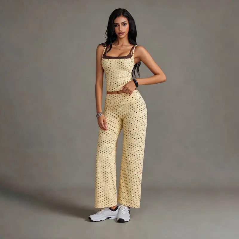 Aoqta Women's 2-Piece Sports Clothing Set - Color Block Square Neck ...