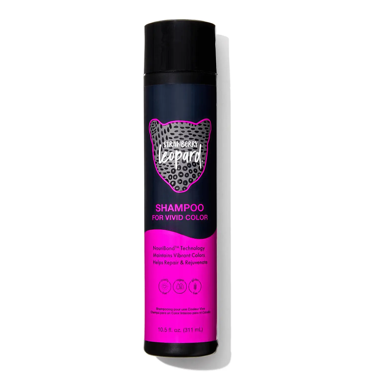 Strawberry Leopard Shampoo for Vivid Color, Repairs and Rejuvenates Hair, All Hair Types & Textures, Vegan, Gluten, CrueltyFree, 10.5 Fl. Oz., Cleanser, Repairing