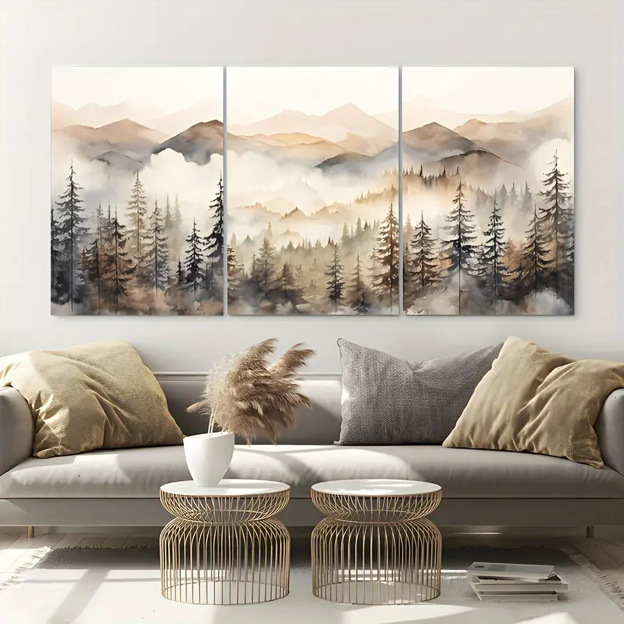 Abstract Canvas Art 3pcs Large Abstract Landscape Framed Canvas Wall Art Printed on Canvas for Bedroom Living Room Office Home Decor Ready to Hang Gift Hanging Easy to Hang Various Themes 5 Size Options Artistic Ornaments Decoration Photo