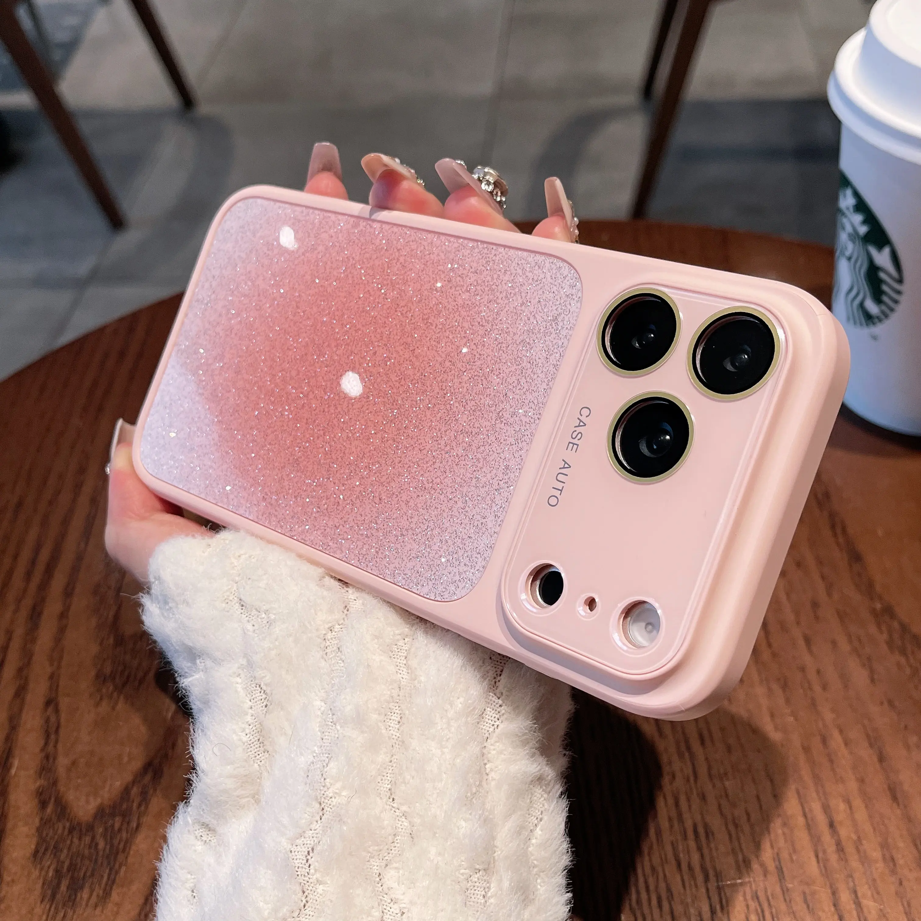 TPU Smudged Glitter Protective Phone Cover, Liquid Skin Feel, Full Protection, Shockproof Anti-Collision, Phone Decoration Accessory, Compatible with iPhone 17 Plus/16/15/14 Pro Max