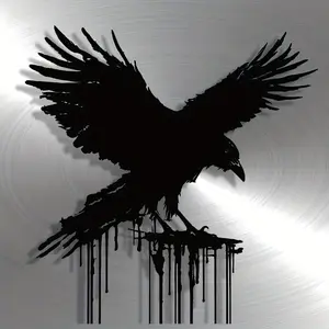 Elegant Minimalist Gothic Crow Metal Wall Art Sign, Modern Handmade Wall Decor for Office, Living Room, Bedroom, Kitchen & Courtyard, Wall Decoration