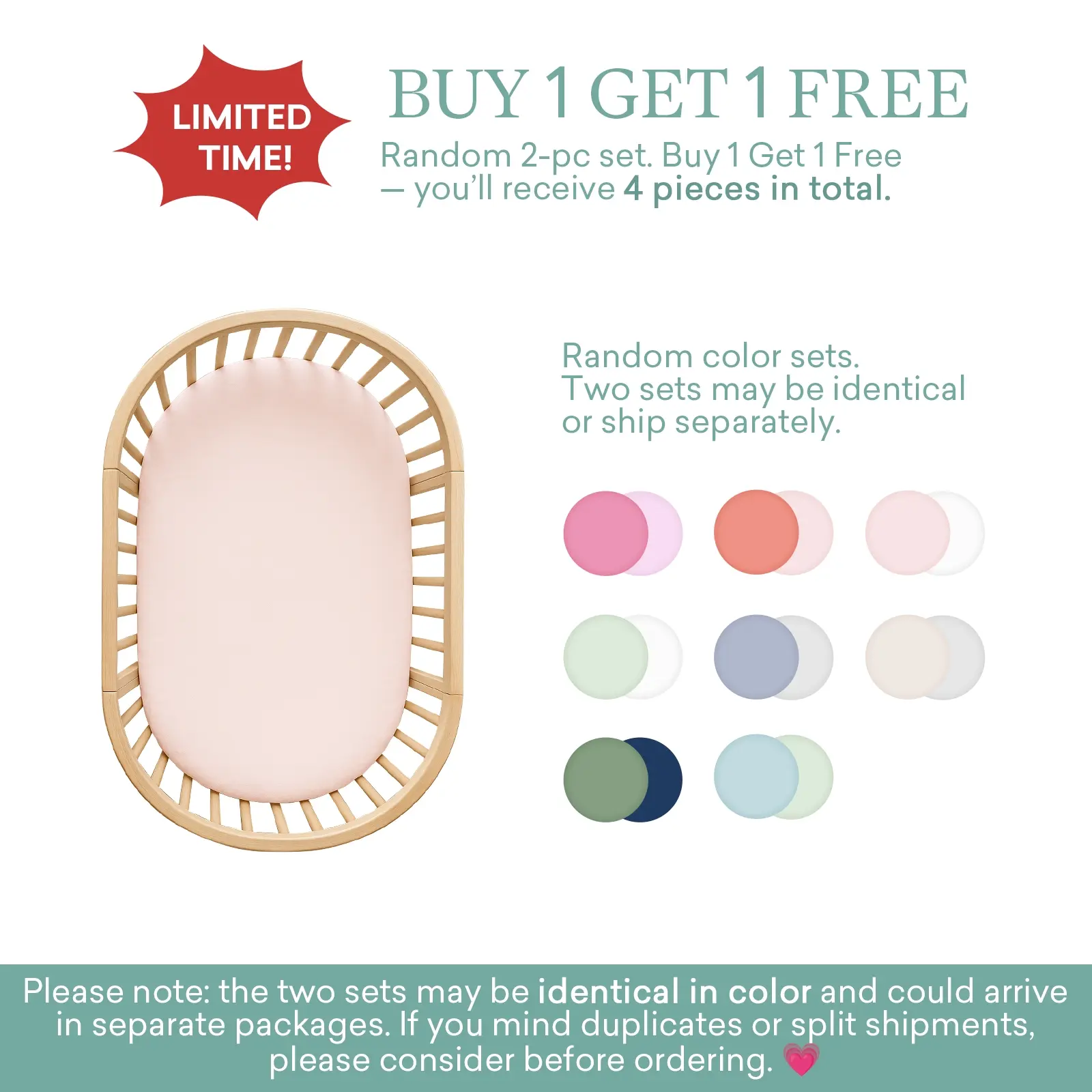 4-Pack Bassinet Sheets（Maybe identical Color）