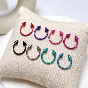 7PCS 20G 8mm Multicolor Mini Cone Horseshoe Body Piercing Rings Set | Nose Septum Eyebrow Tragus Lip Daith Helix Jewelry for Women Men