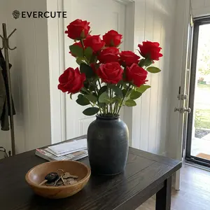 EVERCUTE 4-Color Real Touch Artificial Roses – Long-Lasting Silk Flowers for DIY Bouquets, Wedding Centerpieces, Party, Home, Office, Table Decor, Floral Arrangements, and Gift Giving dream bouquet fake flowers for outdoor personalized valentines 20
