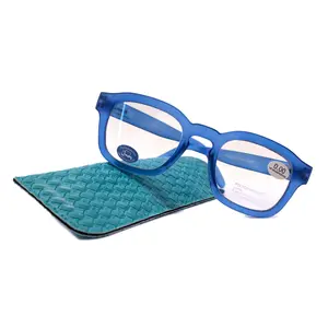 Apollo, (Blue Light Blocker) Reading Glasses, w AR Coating (Anti Glare) Filter, (Navy Blue, Square) No prescription, Gamers NY Fifth Avenue Clear Crystal